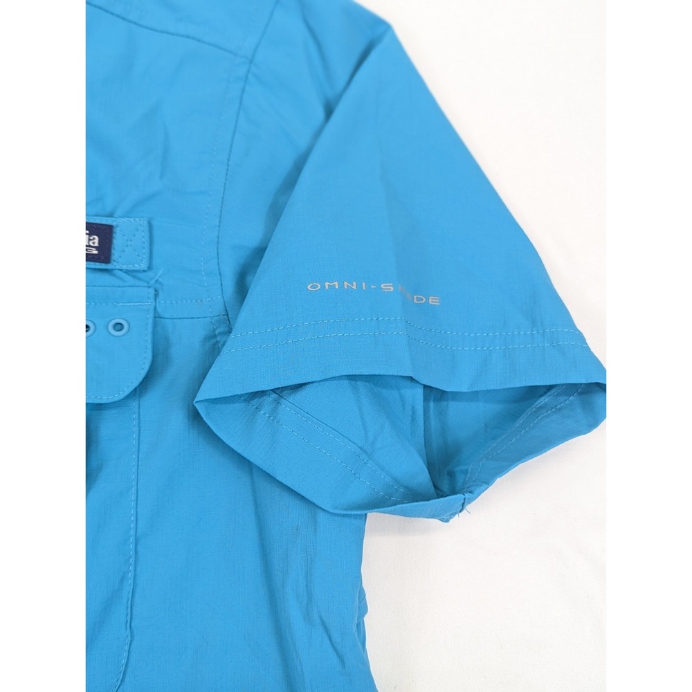 Columbia Fishing Shirt Mens Small Bahama Elite Upf 50 Aqua Blue Green PFG Omni - Picture 6 of 12